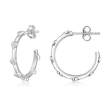 14K Gold 0.2ct Natural Diamond Open Heart C Hoop Earrings