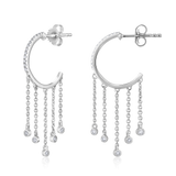 14K Gold 0.2ct Natural Diamond Multi Chain Drop Open Hoop Earrings