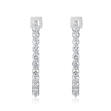 14K Gold 0.5ct Natural Diamond Open C Long Stud Hoop Earrings