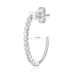 14K Gold 0.5ct Natural Diamond Open C Long Stud Hoop Earrings